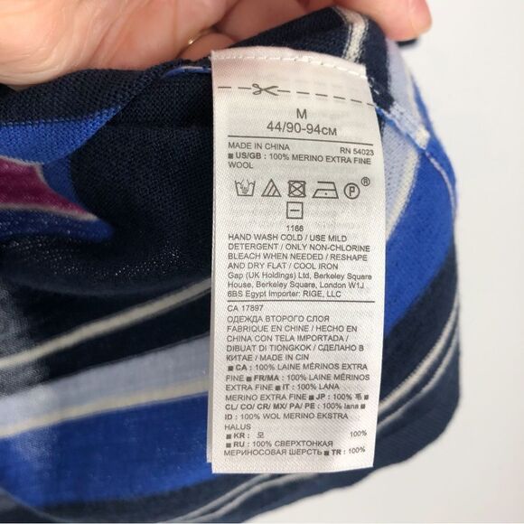 Banana Republic Merino Wool Striped Elbow Sweater Womens Medium Colorful Mature - Picture 4 of 6